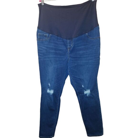 Old Navy Maternity Jeans Rockstar Super Skinny Full Panel Distressed Size 18 - Picture 1 of 8